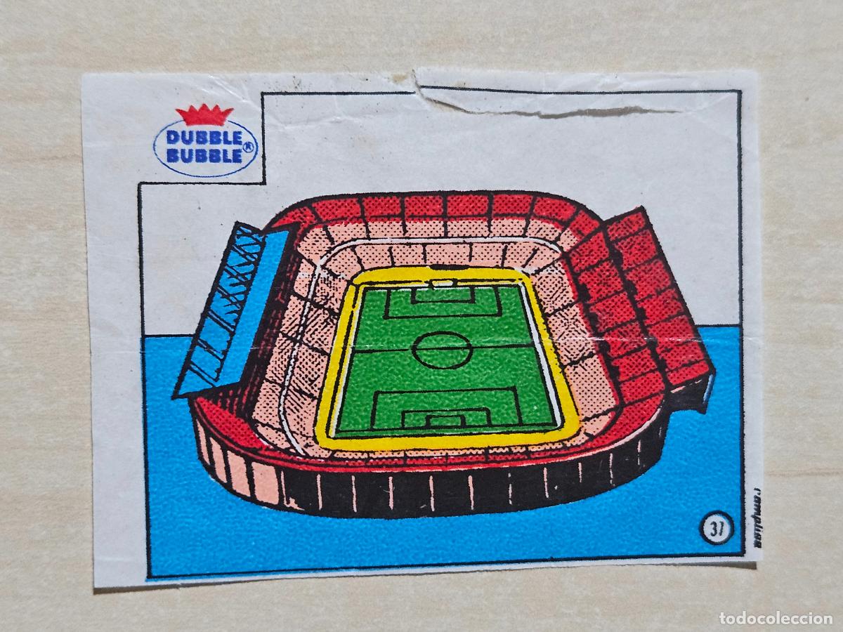 Cromos de f&uacute;tbol: CROMO N&ordm; 37 ESTADIO LA ROMAREDA - CHICLE DUBBLE BUBBLE FUTBOL MUNDIAL - CHEWING GUM - EXCELENTE