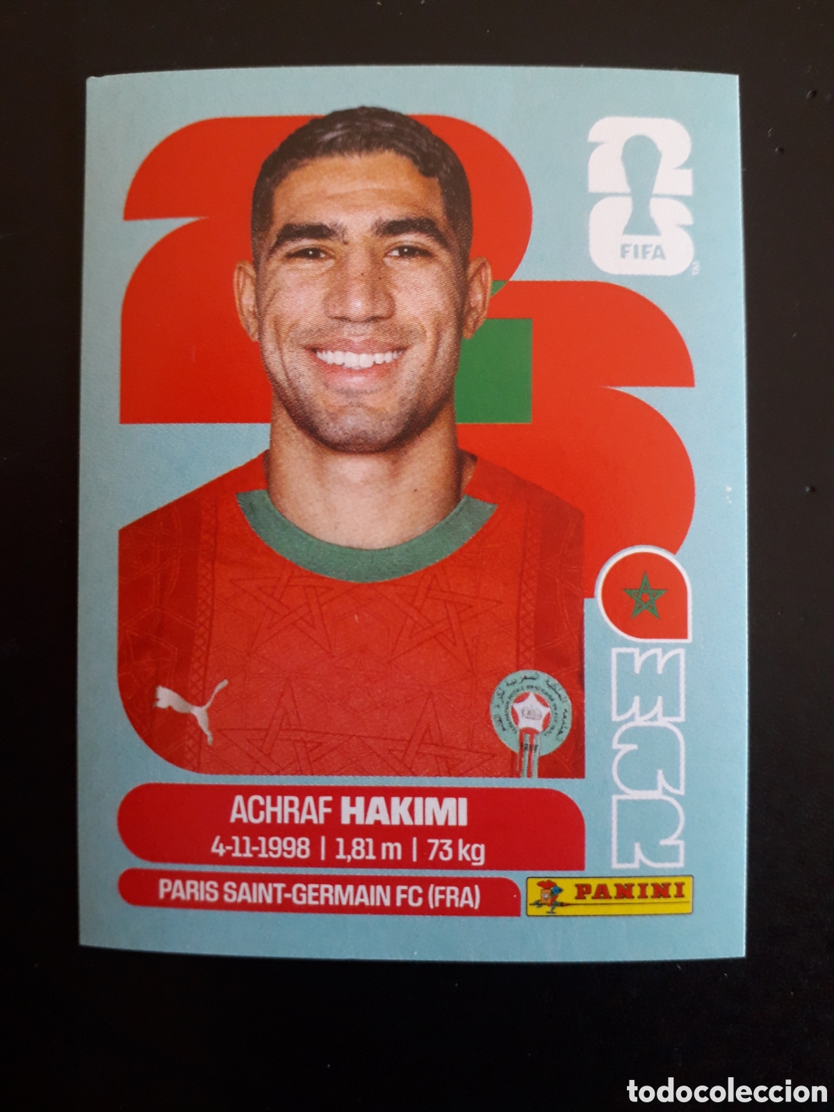 Cromos de f&uacute;tbol: HAKIMI MARRUECOS MAR 4 MUNDIAL F&Uacute;TBOL 2026 FIFA WORLD CUP PANINI SIN PEGAR PEDIDO M&Iacute;NIMO 3&euro;