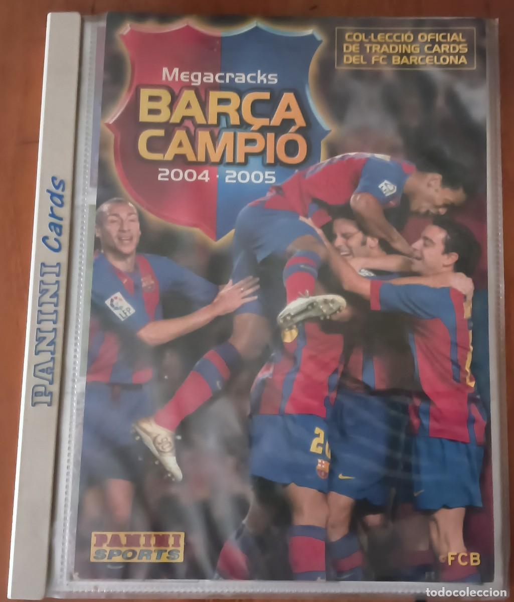 Cromos de f&uacute;tbol: Album MEGACRACKS BAR&Ccedil;A CAMPIO 2004-2005 con los 3 cromos de Messi.