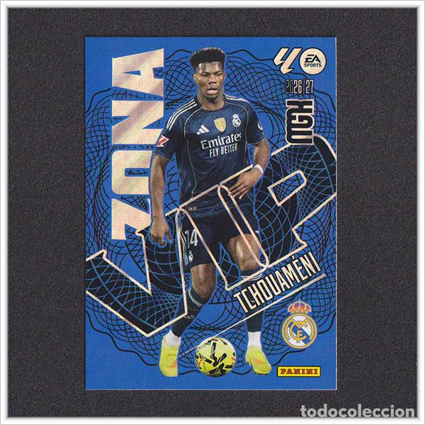 Cartes &agrave; collectionner de Football: MEGACRACKS 2026 2027 26 27 PANINI TCHOUAMENI 405 ZONA VIP REAL MADRID COLECCI&Oacute;N ALBUM LIGA MGK
