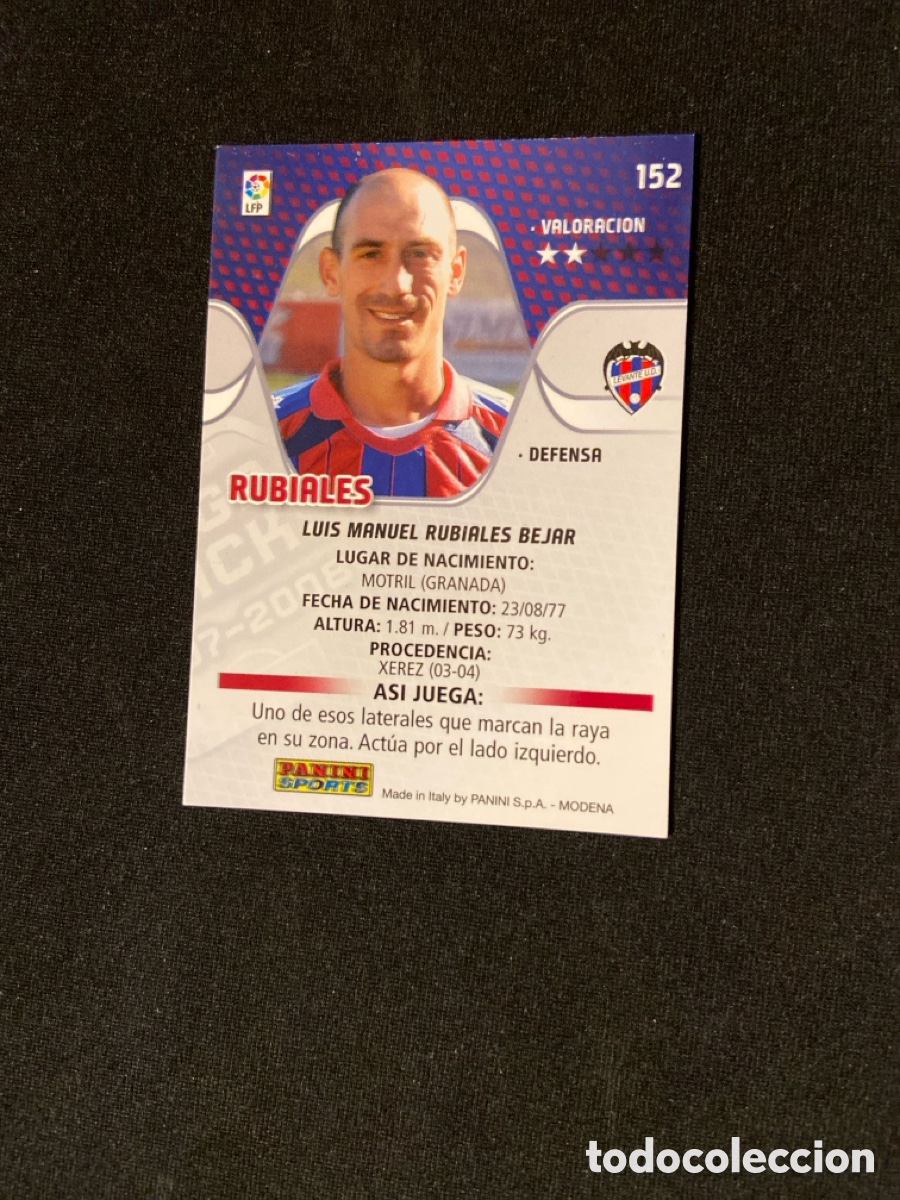 Cromos de f&uacute;tbol: RUBIALES 152 (LEVANTE) MEGA - Foto 2