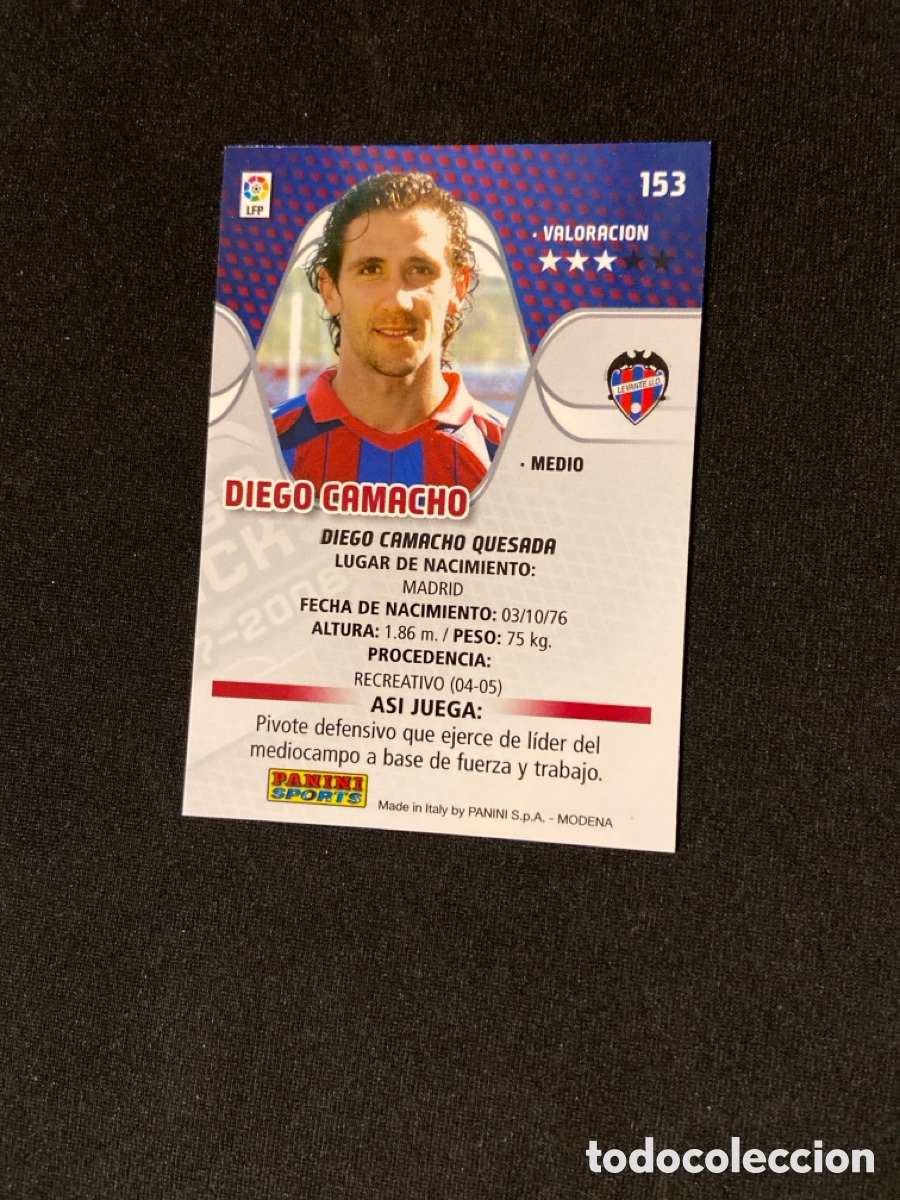 Cromos de f&uacute;tbol: DIEGO CAMACHO 153 (LEVANTE) - Foto 2