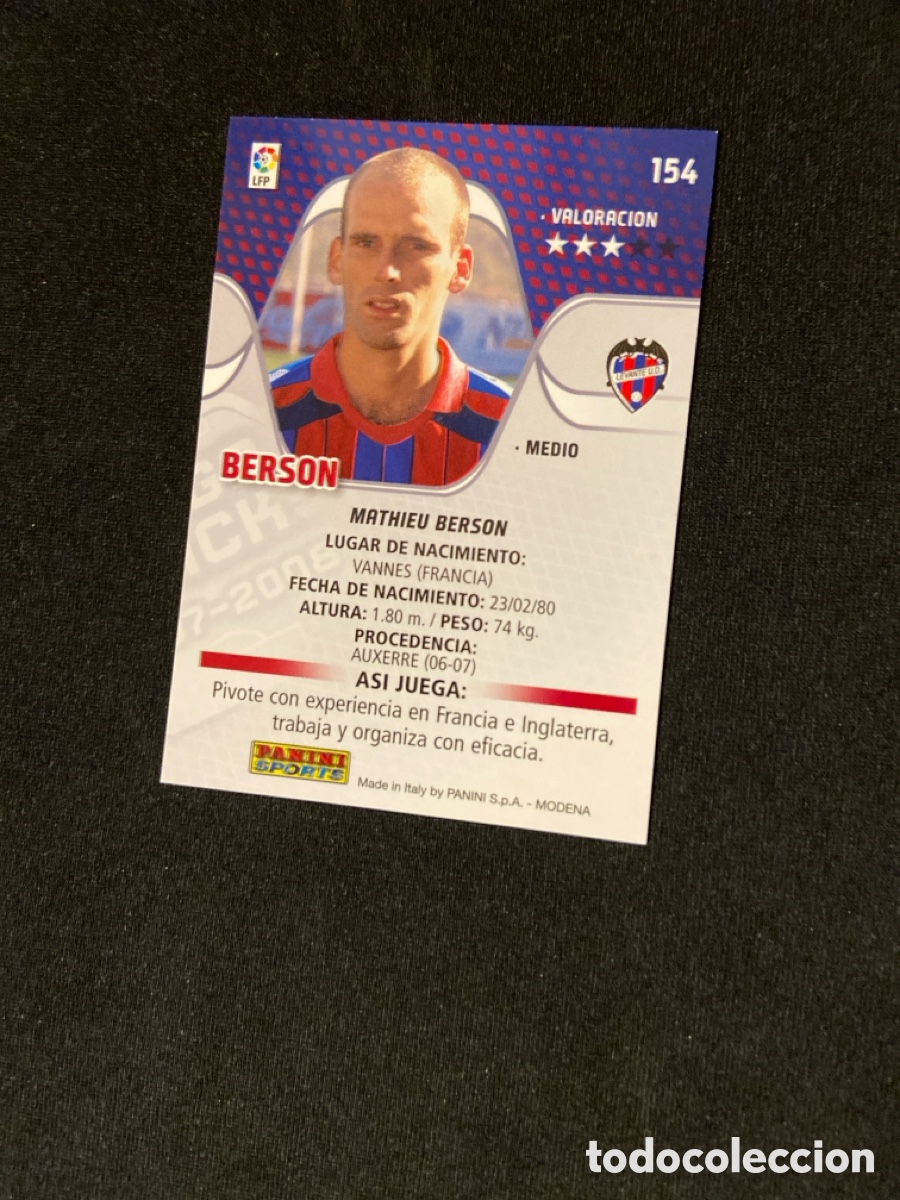 Cromos de f&uacute;tbol: BERSON 154 (LEVANTE) - Foto 2