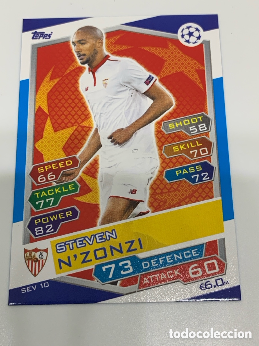 Cromos de f&uacute;tbol: SEV10 Steven Nzonzi Sevilla Base card Topps Match Attax UEFA Champions League 2016 2017 16 17