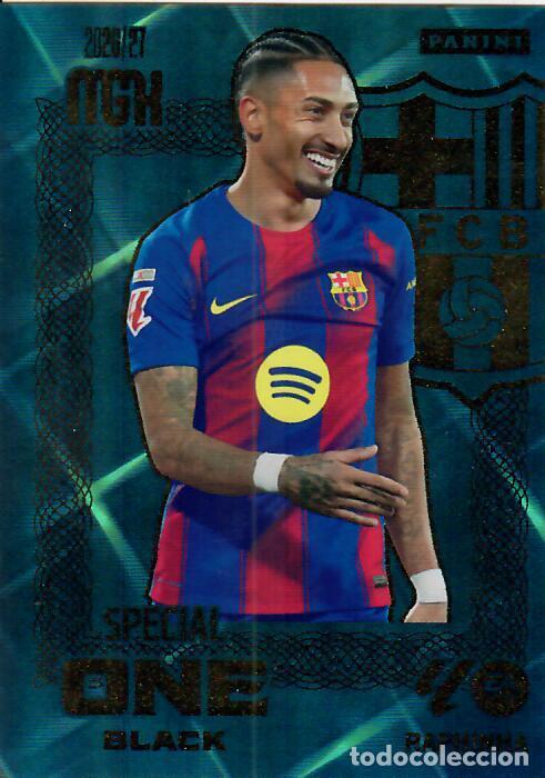 Cromos de f&uacute;tbol: TRADING CARD PANINI MEGACRACKS 26 27 - MGK SPECIAL ONE BLACK - RAPHINHA - BARCELONA