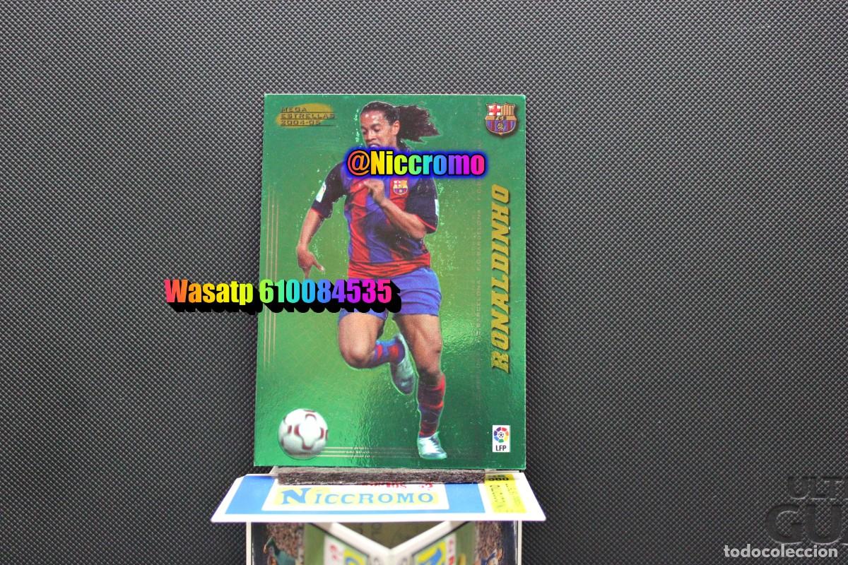 Cromos de f&uacute;tbol: ronaldinho barcelona 2004 2005 megacracks panini tarjeta nueva + niccromo