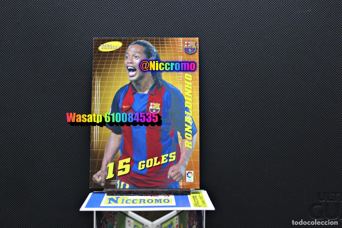 Cromos de f&uacute;tbol: ronaldinho barcelona 2004 2005 megacracks panini tarjeta nueva + niccromo