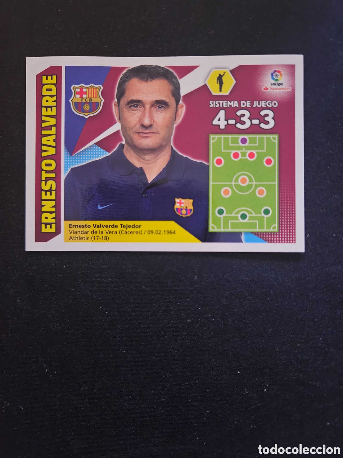 Cromos de f&uacute;tbol: ERNESTO VALVERDE N&ordm; 8 ENTRENADOR F.C. BARCELONA &ndash; LIGA ESTE 2017-18 PANINI 1/3