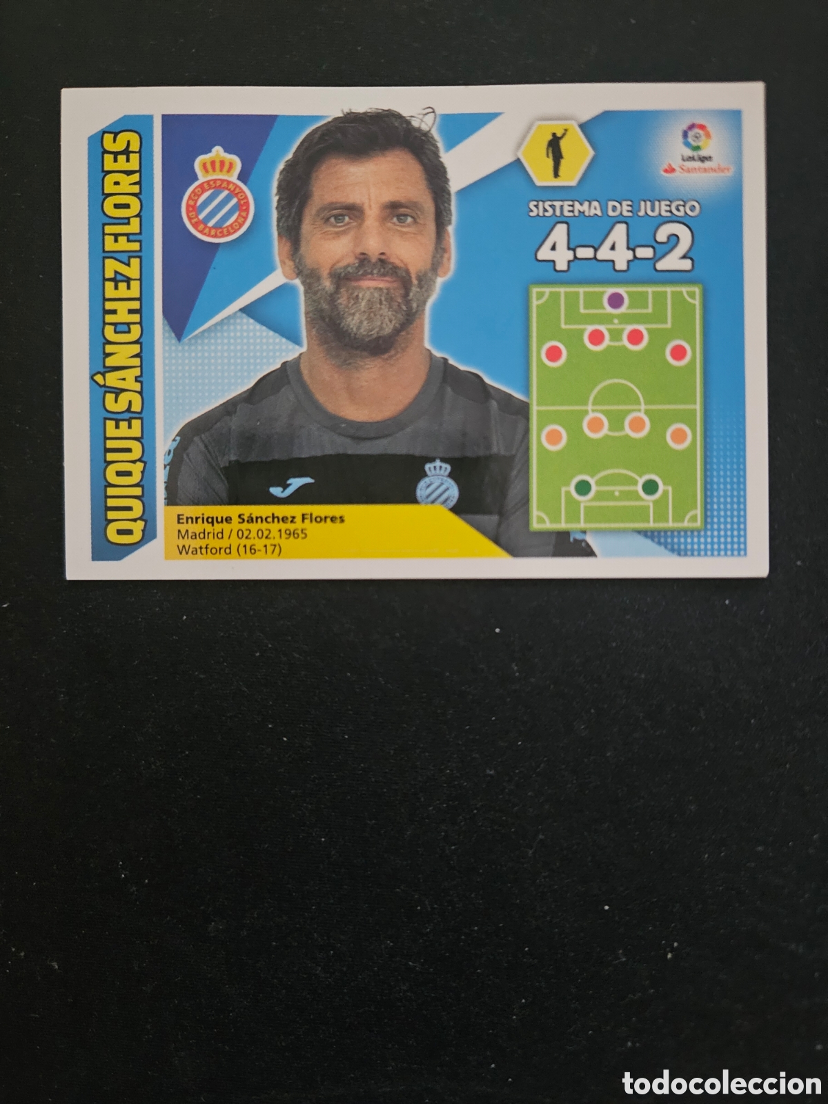 Cromos de f&uacute;tbol: QUIQUE S&Aacute;NCHEZ FLORES N&ordm; 18 ENTRENADOR R.C.D. ESPANYOL &ndash; LIGA ESTE 2017-18 PANINI 1/2
