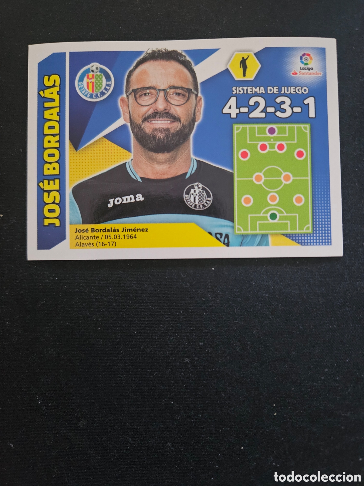Cromos de f&uacute;tbol: JOS&Eacute; BORDAL&Aacute;S N&ordm; 20 ENTRENADOR GETAFE C.F. &ndash; LIGA ESTE 2017-18 PANINI