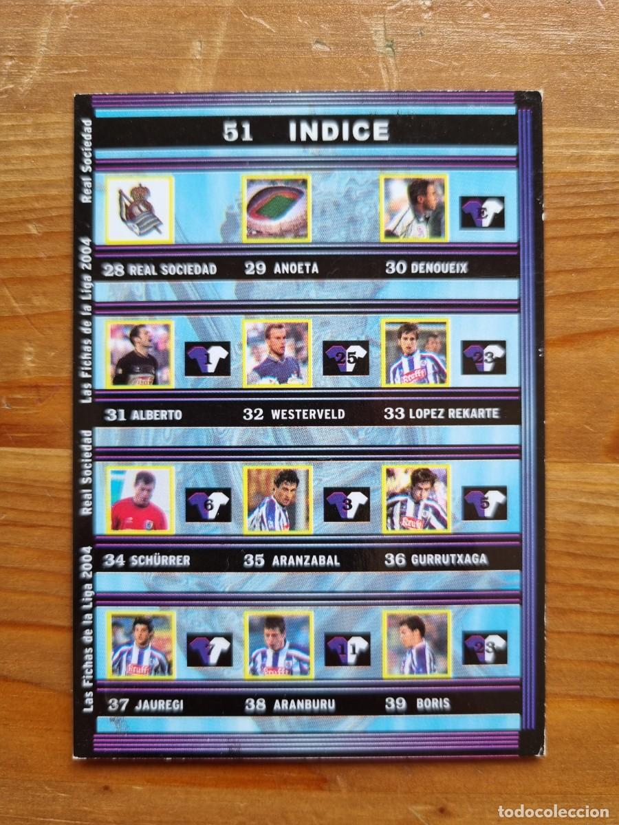 Cromos de Futebol: 51 &Iacute;NDICE (Real Sociedad). Las Fichas de la Liga 2003 2004 03 04 (Mundicromo)