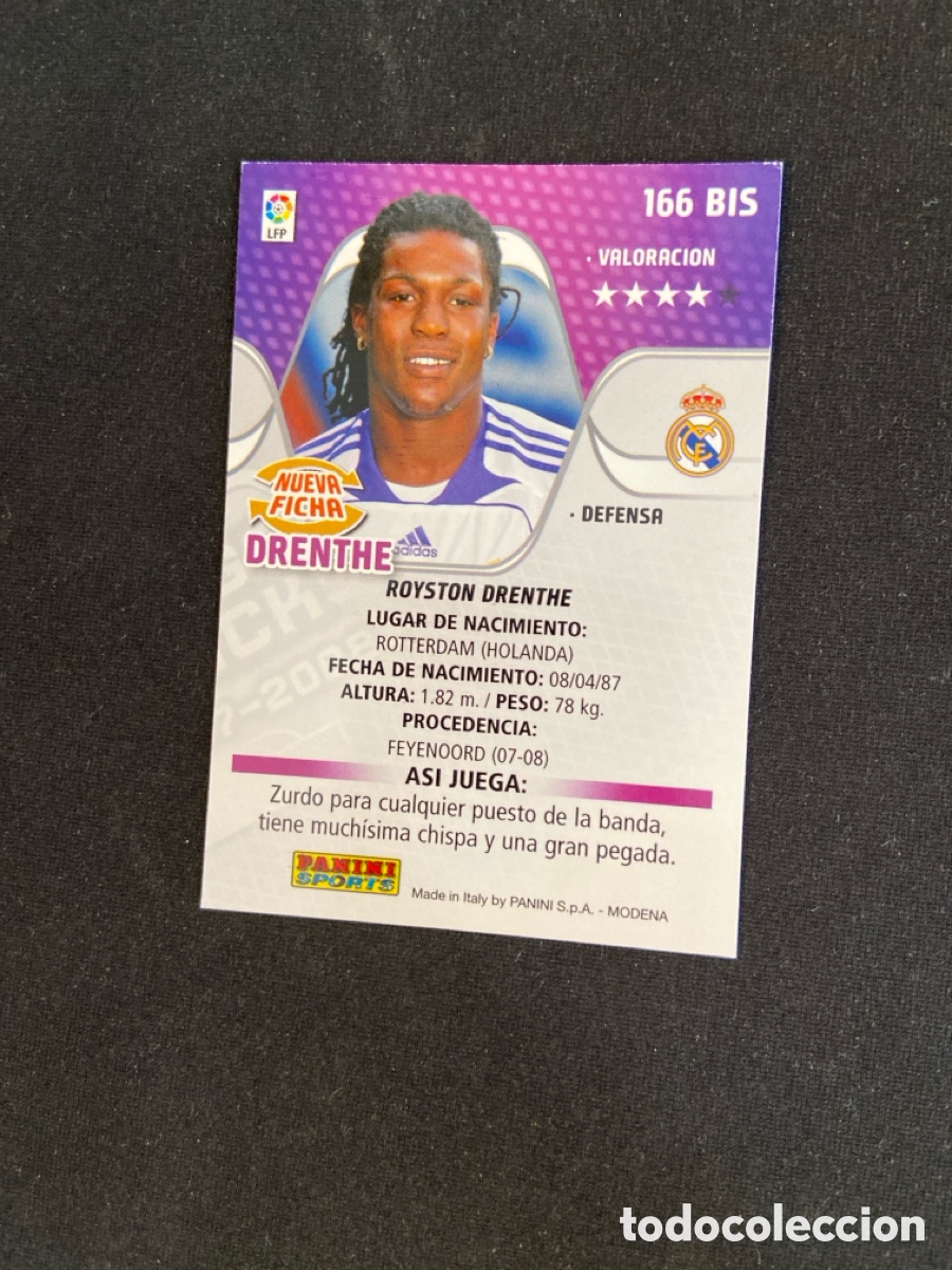 Cromos de f&uacute;tbol: DRENTHE 166 BIS (REAL MADRID) - Foto 2