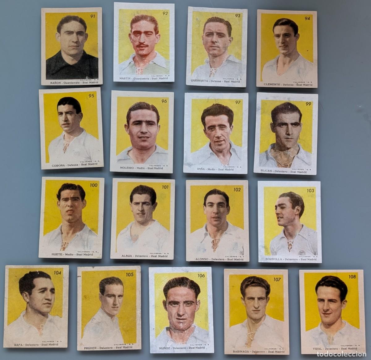 Cromos de f&uacute;tbol: DIFICILISIMO LOTE 17 CROMOS COMPLETO REAL MADRID VERY RARE COMPLETE SET CARDS 1944 1945 FOOTBALL