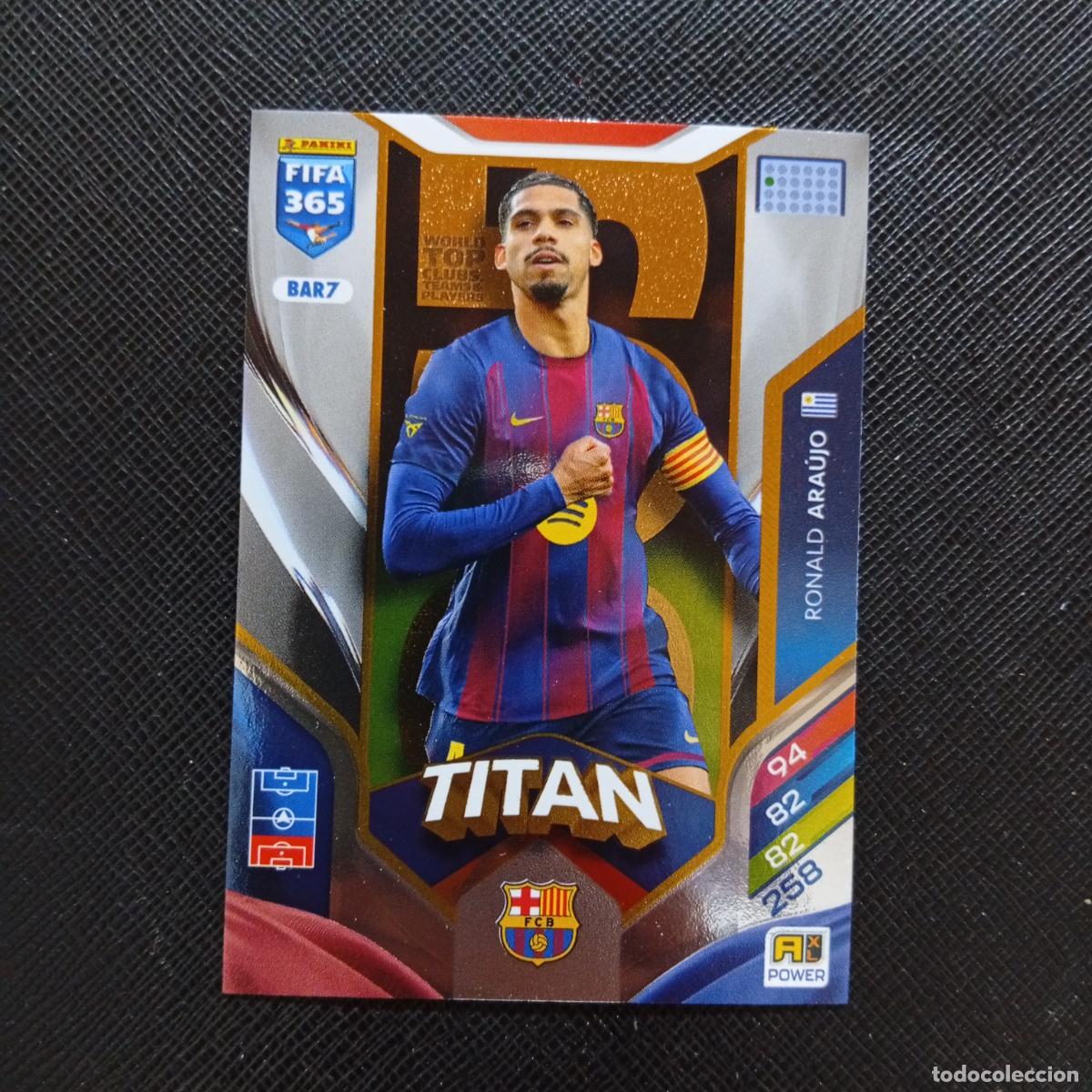 Cromos de f&uacute;tbol: BAR7 ARAUJO BARCELONA ADRENALYN 2025 2026 FIFA 365 CROMO FUTBOL 25 26 - A215 PG66 AZUL