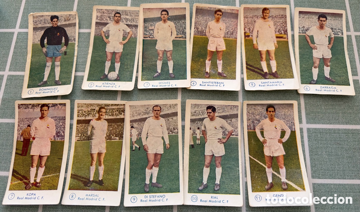 Cromos de f&uacute;tbol: LOTE 11 CROMOS REAL MADRID &ndash; GRAFICAS BACHENDE 1957/58 &ndash; DI ST&Eacute;FANO, GENTO, KOPA &ndash; SIN PEGAR