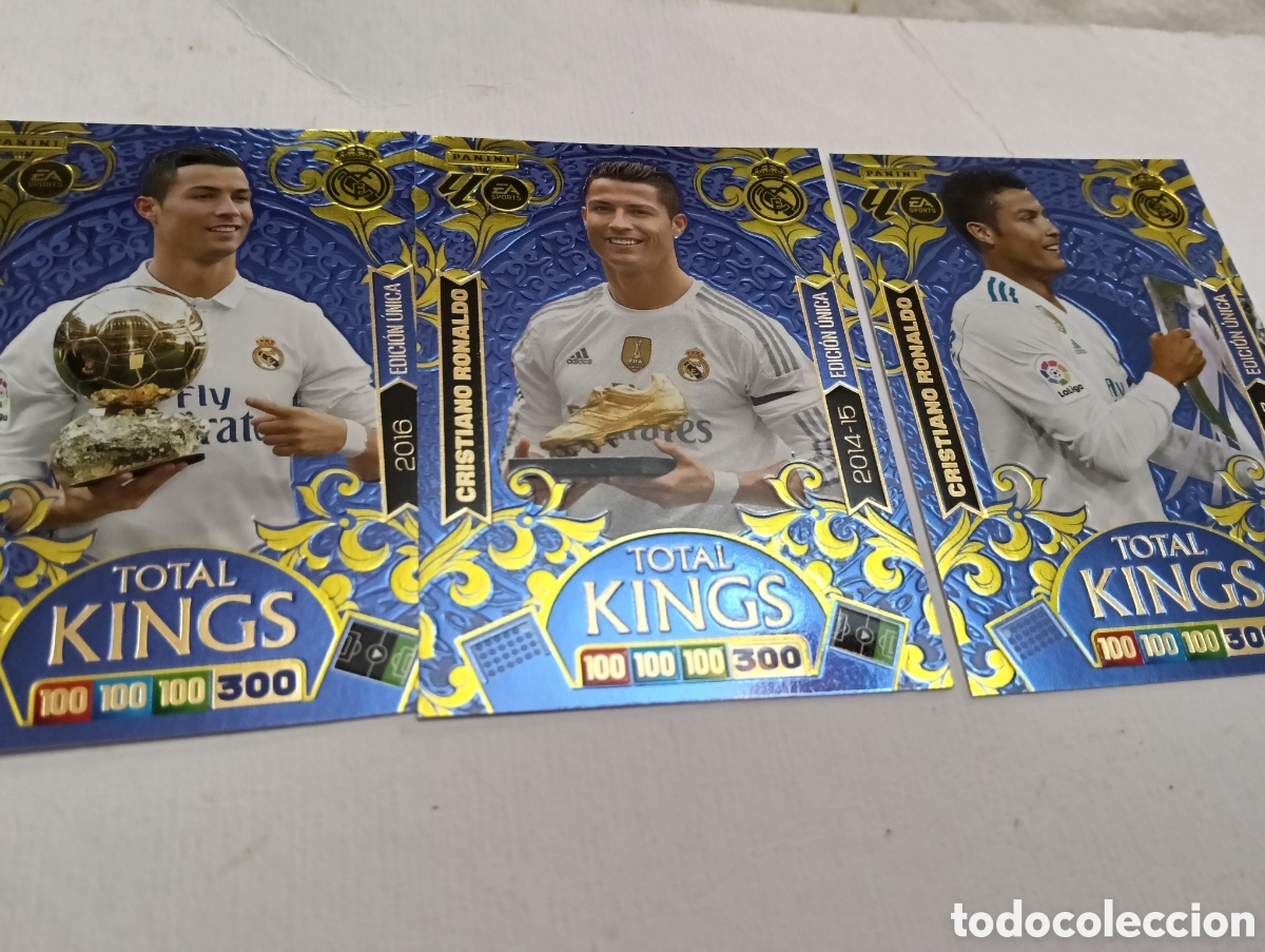 Cromos de f&uacute;tbol: Lote de 3 cartas de Cristiano Ronaldo, total kings