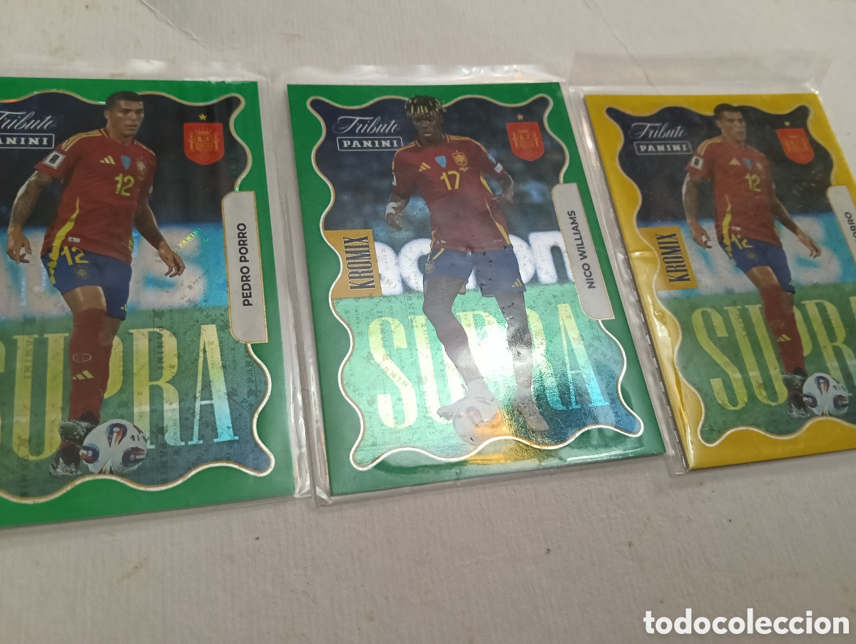 Cromos de f&uacute;tbol: Lote de 3 cartas Supra, Tributo a Espa&ntilde;a