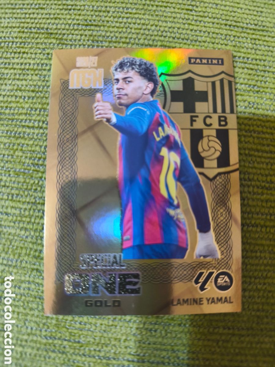 Cromos de f&uacute;tbol: LAMINE YAMAL SPECIAL ONE GOLD. MEGACRACKS 2026/27. HALL OF FAME