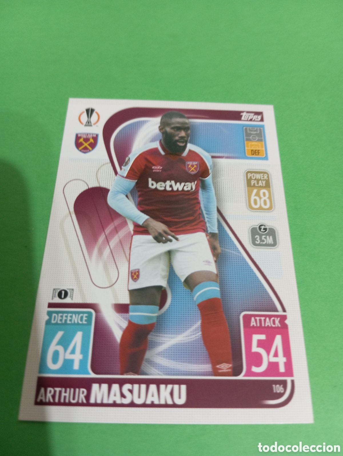 Cromos de f&uacute;tbol: Masuaku West Ham United n&deg;106 / TOPPS MATCH ATTAX 2021/2022
