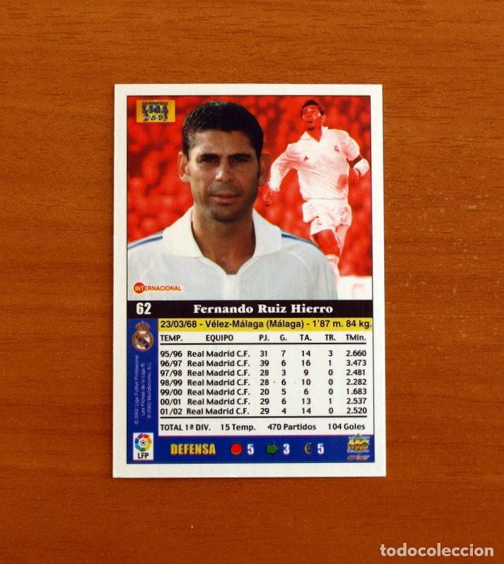 Cromos de f&uacute;tbol: Real Madrid - N&ordm; 62 Fernando Hierro - Mundicromo Las Fichas de la Liga 2002-2003, 02-03