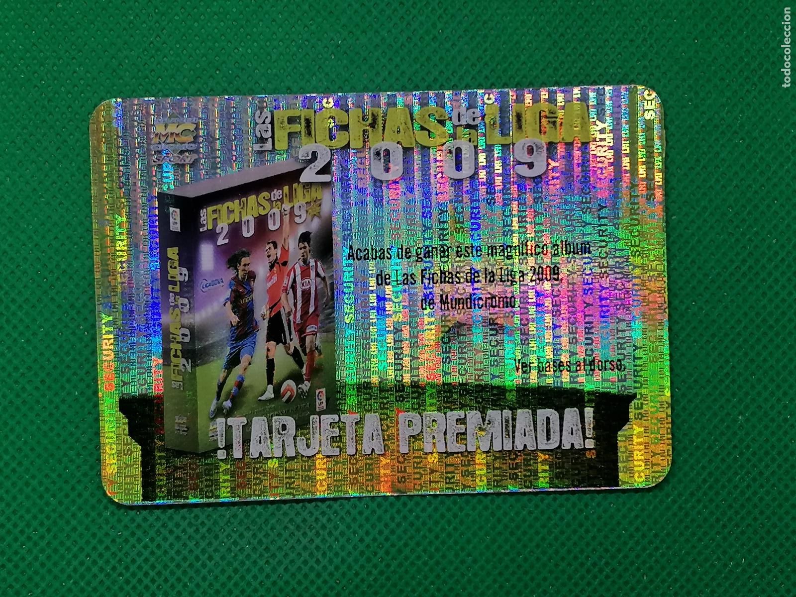 Cromos de f&uacute;tbol: TARJETA PREMIADA ALBUM SECURITY PUNTAS REDONDAS ⚽ MUNDICROMO LAS FICHAS DE LA LIGA 08 09 2008 2009 ⚽