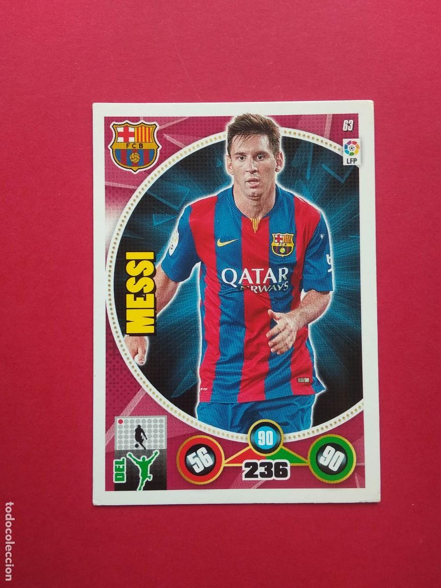 Cromos de f&uacute;tbol: PANINI ADRENALYN CROMO CARD FICHA LIGA 14 15 2014 2015 MESSI BARCELONA N&ordm; 63