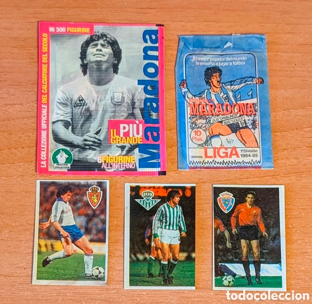 Cromos de f&uacute;tbol: Sobre cromos sin abrir Liga. Maradona. IL Piu Grande. Liga 1984/85