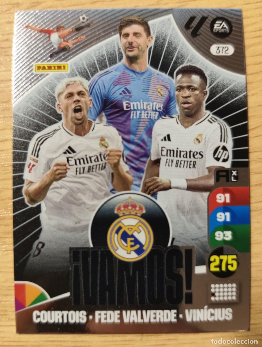 Cromos de f&uacute;tbol: CARD 372 COURTOIS FEDE VALVERDE VINICIUS VAMOS REAL MADRID Adrenalyn XL LIGA 24 25 2024 2025 PANINI