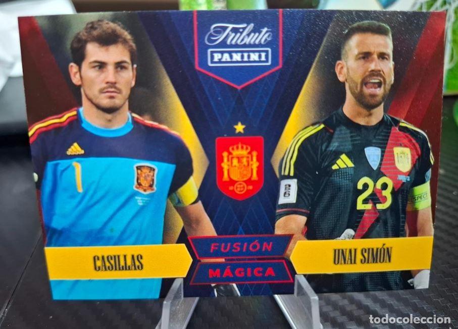 Cromos de f&uacute;tbol: Casillas Unai Simon 82 Fusion Magica Panini Tribute Seleccion Espa&ntilde;ola 2010-2026 Vamos Campeones