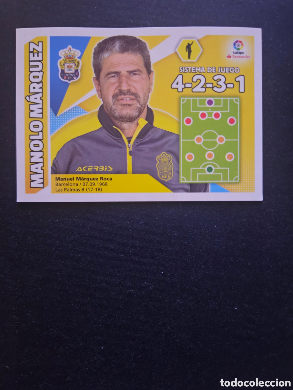 Cromos de f&uacute;tbol: MANOLO M&Aacute;RQUEZ N&ordm; 24 ENTRENADOR U.D. LAS PALMAS &ndash; LIGA ESTE 2017-18 PANINI