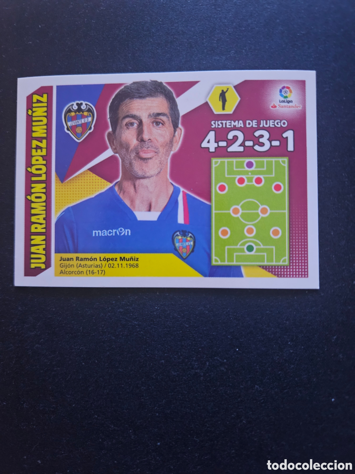 Cromos de f&uacute;tbol: JUAN RAM&Oacute;N L&Oacute;PEZ MU&Ntilde;IZ N&ordm; 28 ENTRENADOR LEVANTE U.D. &ndash; LIGA ESTE 2017-18 PANINI