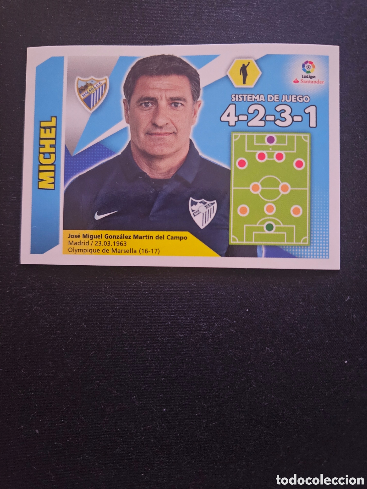 Cromos de f&uacute;tbol: M&Iacute;CHEL N&ordm; 32 ENTRENADOR M&Aacute;LAGA C.F. &ndash; LIGA ESTE 2017-18 PANINI