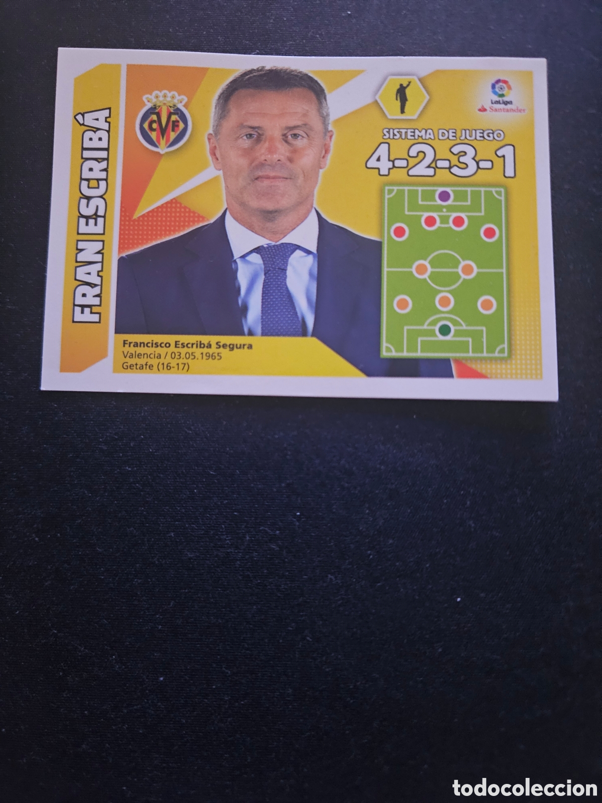 Cromos de f&uacute;tbol: FRAN ESCRIB&Aacute; N&ordm; 40 ENTRENADOR VILLARREAL C.F. &ndash; LIGA ESTE 2017-18 PANINI