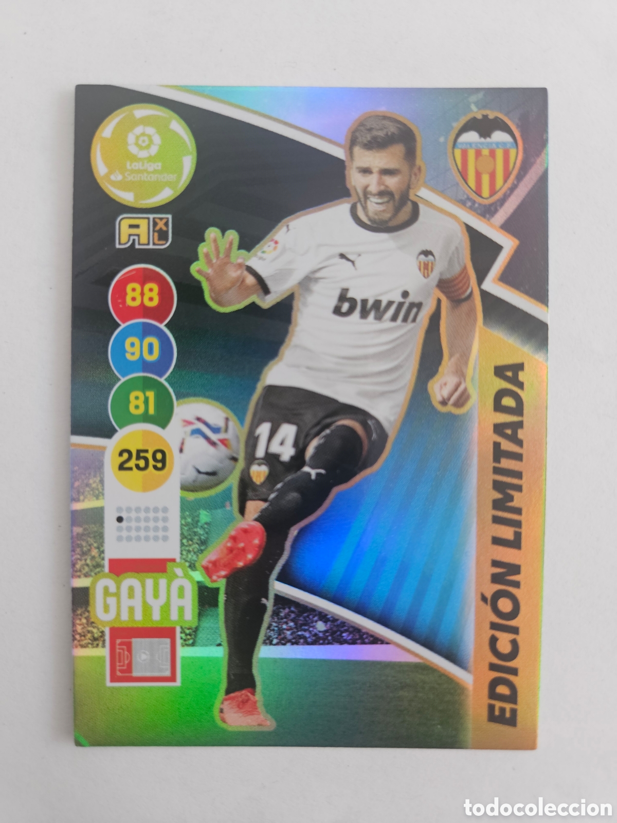 Football Stickers: GAY&Aacute; (VALENCIA). CARTA EDICI&Oacute;N LIMITADA PANINI ADRENALYN XL 2020-21.