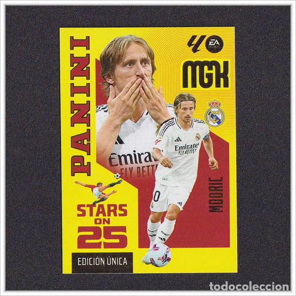 Football Stickers: MEGACRACKS 2026 2027 26 27 PANINI MODRIC 445 REAL MADRID STARS ON 25 EDICI&Oacute;N UNICA ALBUM LIGA MGK