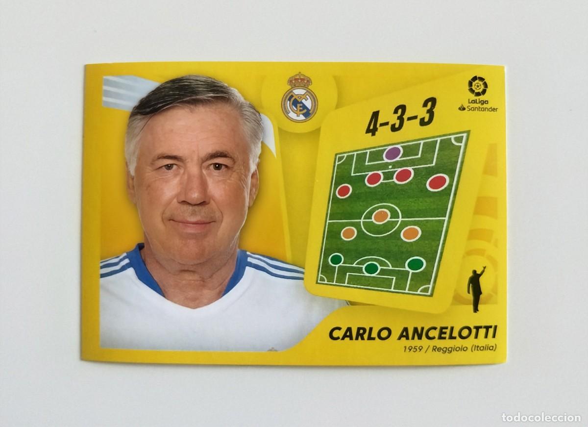 Cromos de f&uacute;tbol: Carlo Ancelotti 2 SIN PEGAR NUNCA PEGADO Real Madrid CF Liga Ediciones Este 21 22 / 2021 2022