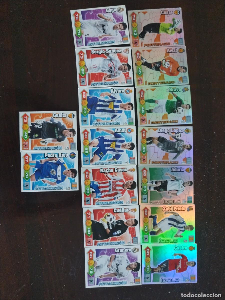 Cromos de f&uacute;tbol: Lote 9 cromos Actualizaciones+ 3 &Iacute;dolos+ 4 porterazos brillantes ADRENALYN 2010-11