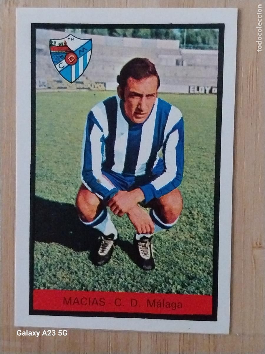 Cromos de f&uacute;tbol: MACIAS MALAGA ED FHER LIGA 1972 72 73 CROMO RECUPERADO VENTANILLA PUNTAS PERFECTAS BE