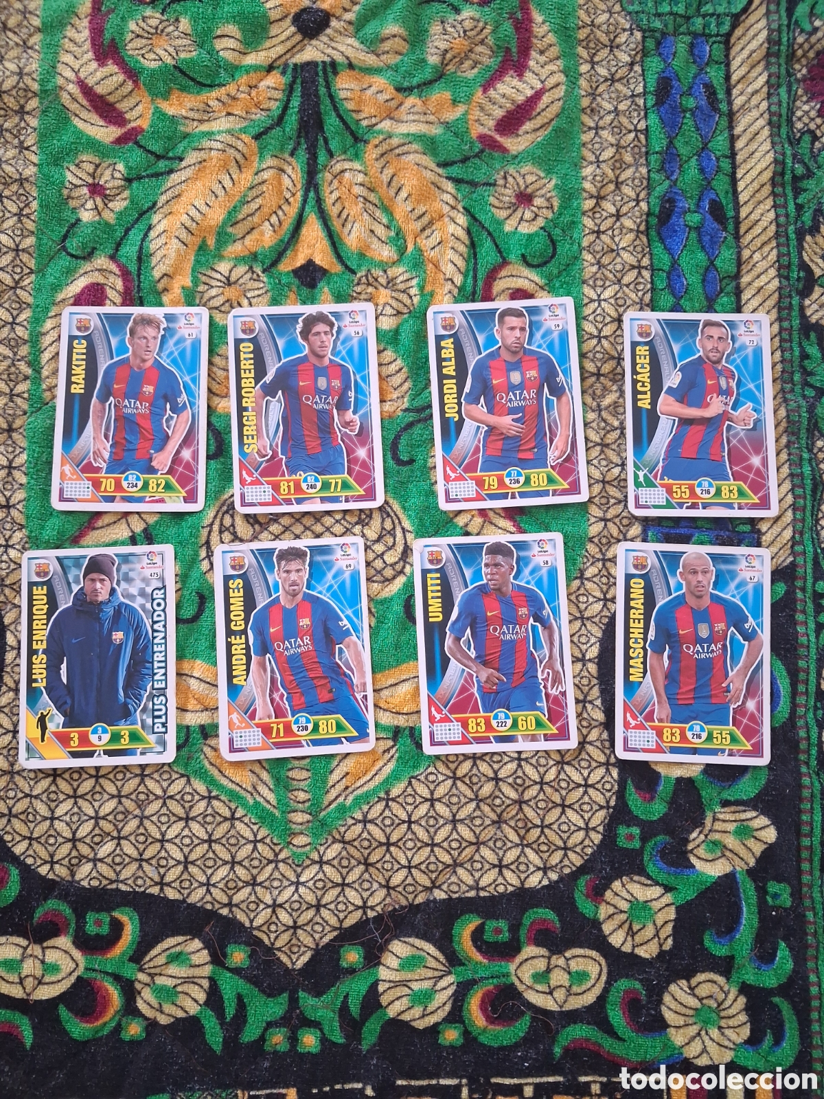 Cromos de f&uacute;tbol: Lote de 8 cartas fc barcelona adrenalyn 2015 2016