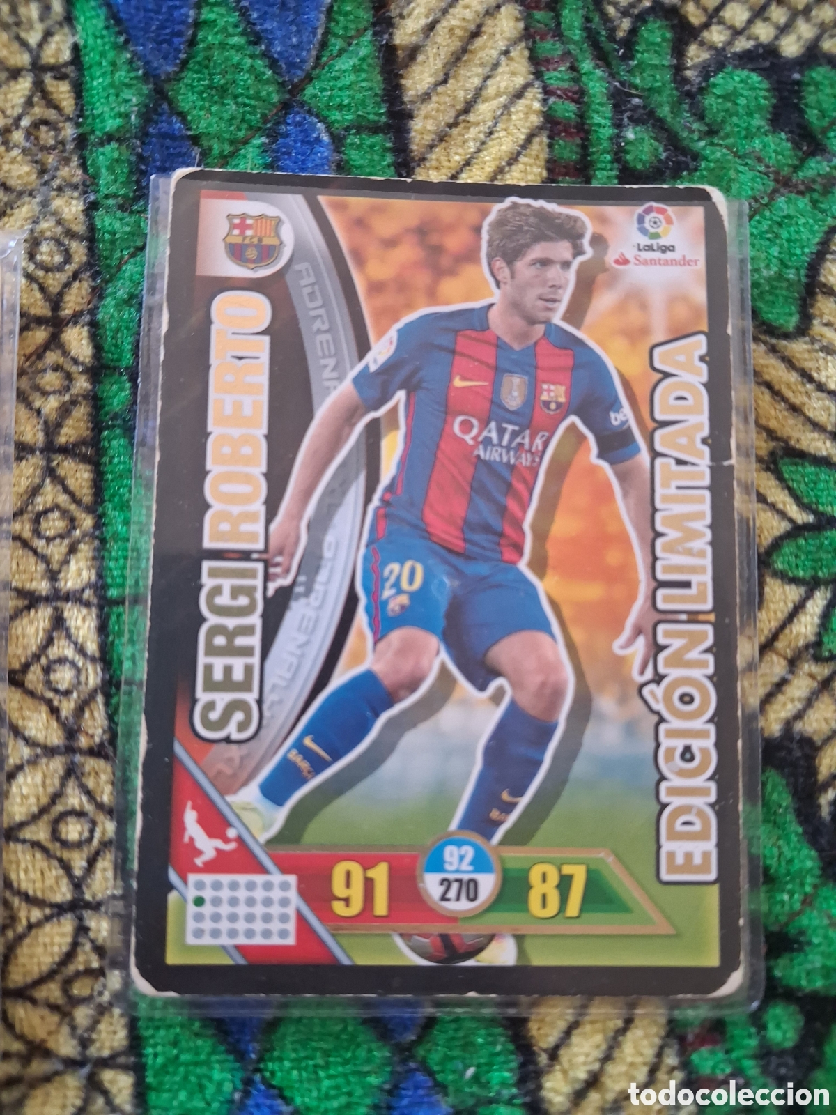 Cromos de f&uacute;tbol: CROMO ADRENALYN 2016 2017 PANINI. FC BARCELONA SERGI ROBERTO EDICI&Oacute;N LIMITADA.