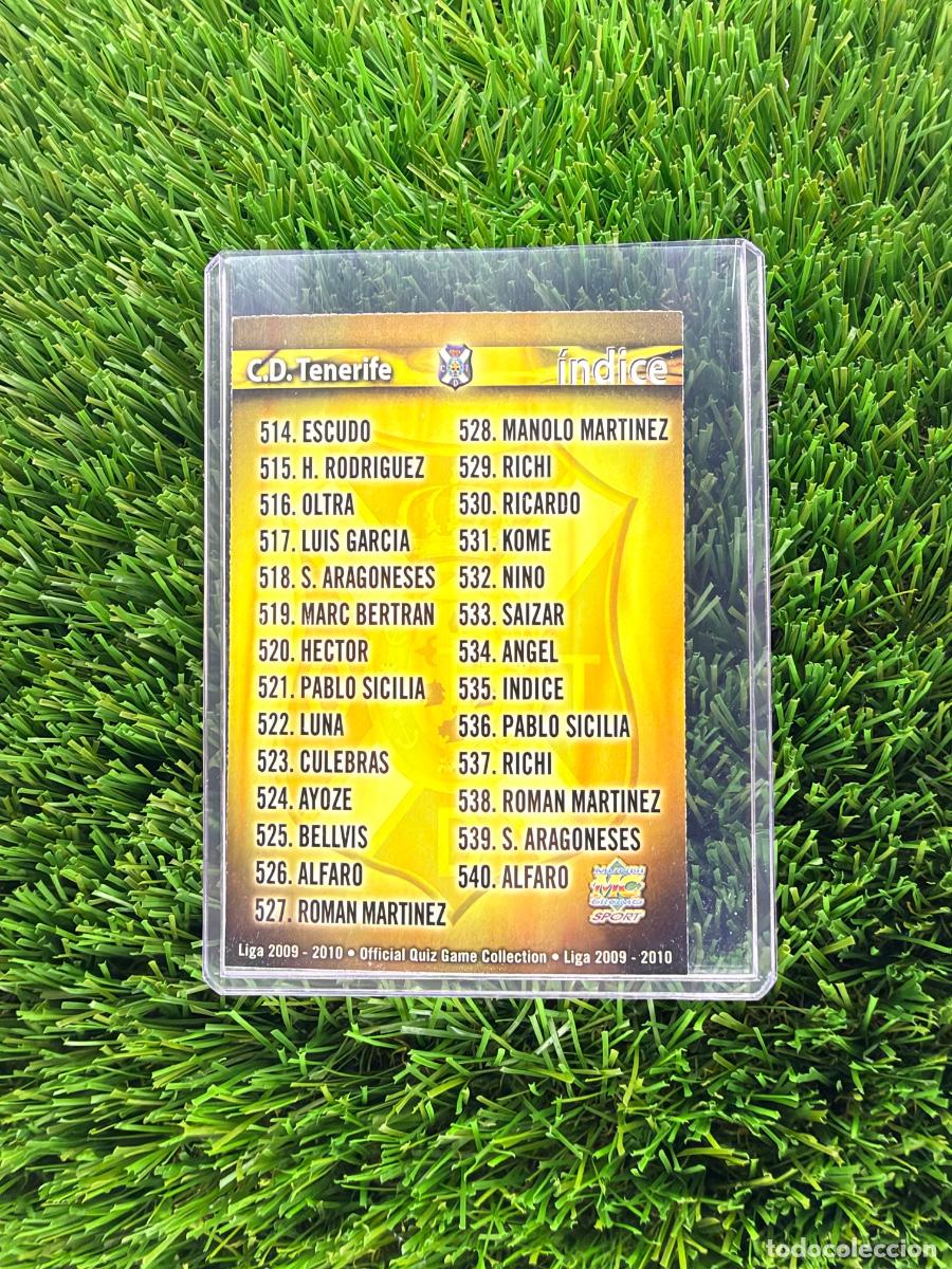 Cromos de f&uacute;tbol: N&ordm; 535 &Iacute;ndice CD Tenerife Mundicromo Fichas de La Liga 09 10