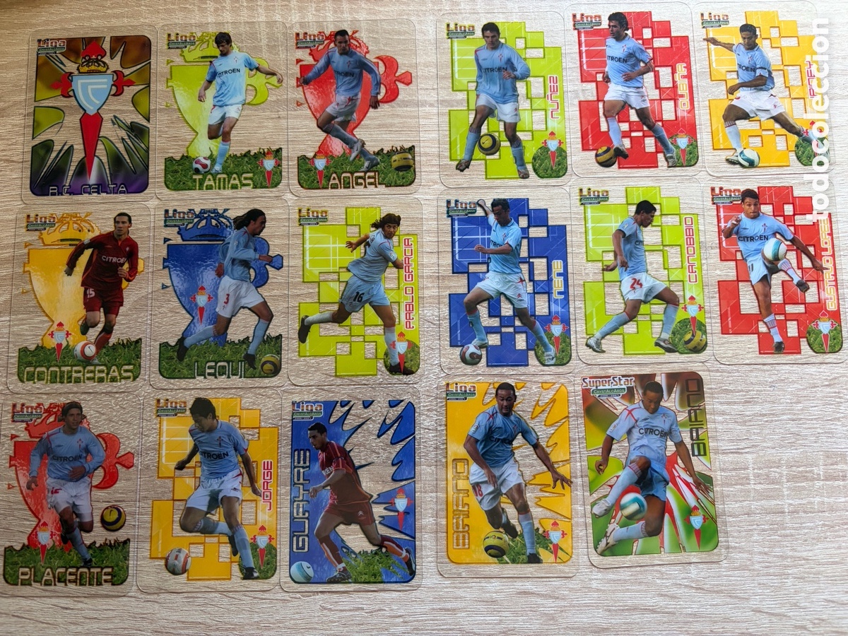 Cromos de f&uacute;tbol: lote 17 fichas crystal mundicromo 06 07 celta de vigo liga 2006 2007