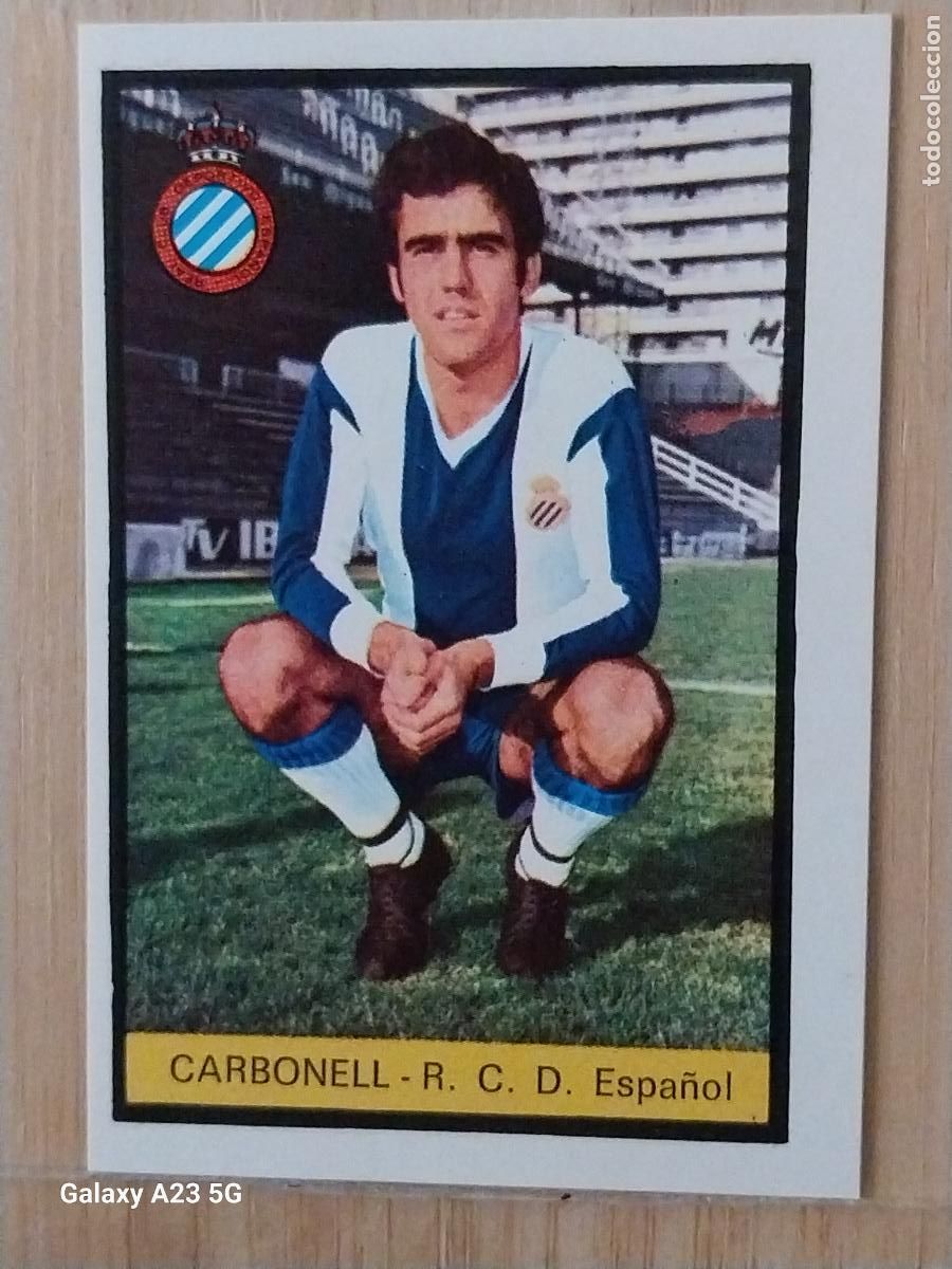 Cromos de f&uacute;tbol: CARBONELL R C D ESPA&Ntilde;OL ED FHER LIGA 1972 72 73 CROMO RECUPERADO VENTANILLA PUNTAS PERFECTAS BE