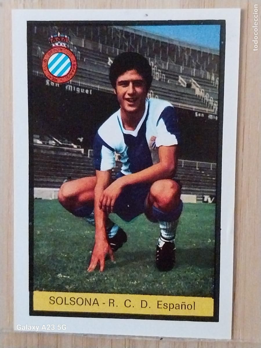 Cromos de f&uacute;tbol: SOLSONA R C D ESPA&Ntilde;OL ED FHER LIGA 1972 72 73 CROMO RECUPERADO VENTANILLA PUNTAS PERFECTAS BE