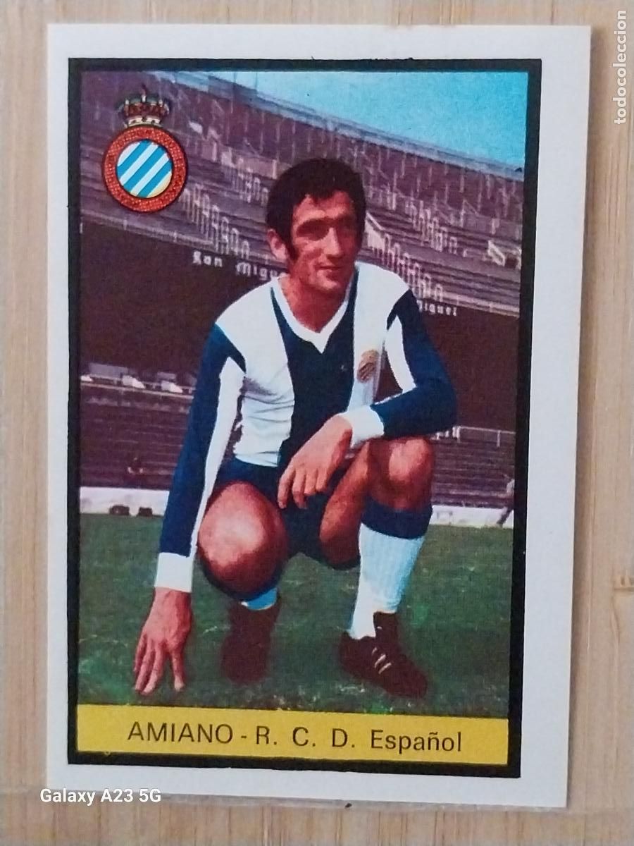Cromos de f&uacute;tbol: AMIANO R C D ESPA&Ntilde;OL ED FHER LIGA 1972 72 73 CROMO RECUPERADO VENTANILLA PUNTAS PERFECTAS BE