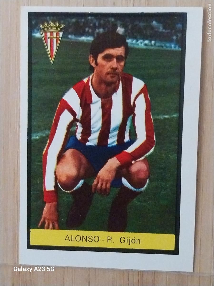 Cromos de f&uacute;tbol: ALONSO SPORTING GIJON ED FHER LIGA 1972 72 73 CROMO RECUPERADO VENTANILLA PUNTAS PERFECTAS BE