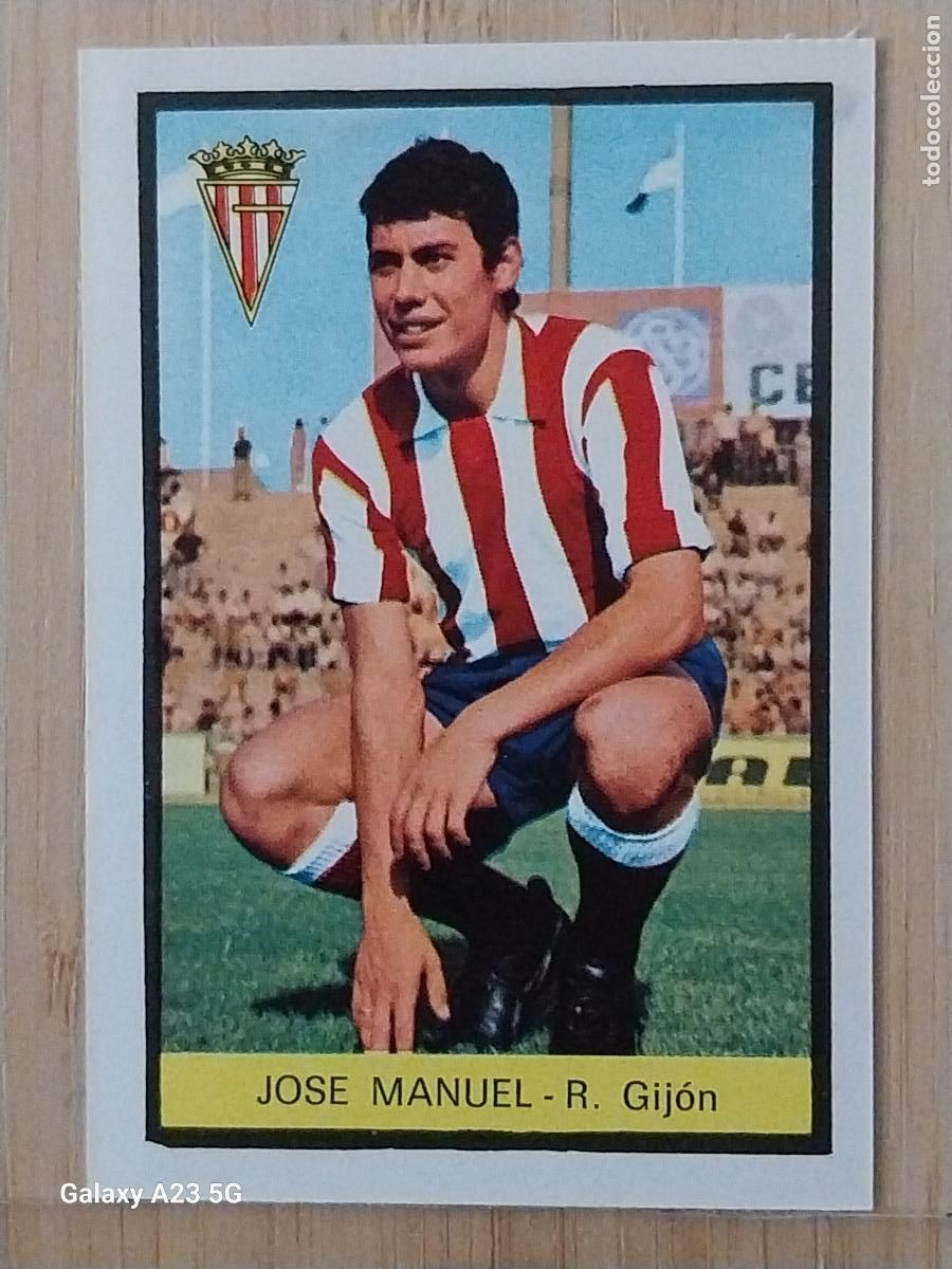 Cromos de f&uacute;tbol: JOSE MANUEL SPORTING GIJON ED FHER LIGA 1972 72 73 CROMO RECUPERADO VENTANILLA PUNTAS PERFECTAS BE