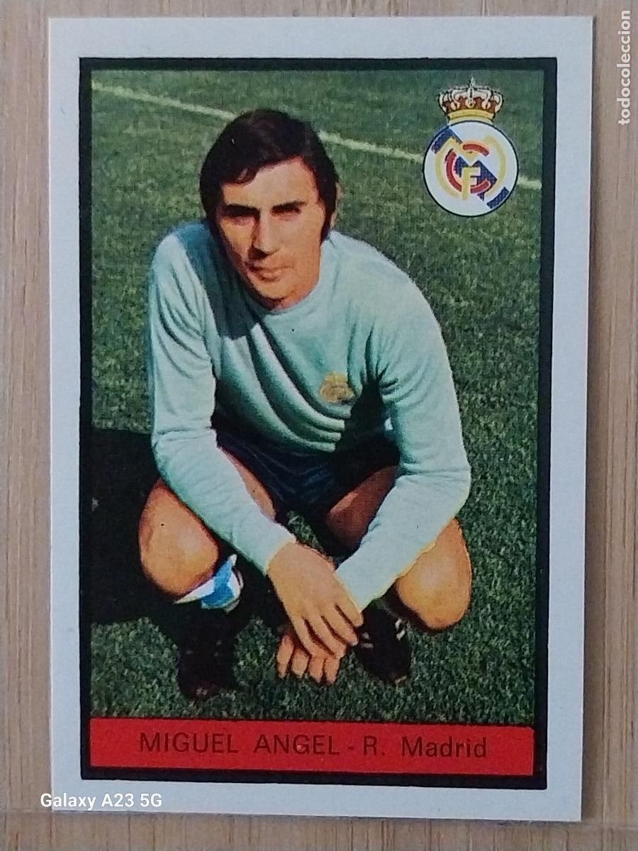 Cromos de f&uacute;tbol: MIGUEL ANGEL REAL MADRID ED FHER LIGA 1972 72 73 CROMO RECUPERADO VENTANILLA PUNTAS PERFECTAS BE