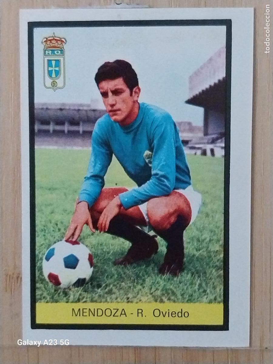 Fu&szlig;ball-Sticker: MENDOZA OVIEDO ED FHER LIGA 1972 72 73 CROMO RECUPERADO VENTANILLA PUNTAS PERFECTAS BE