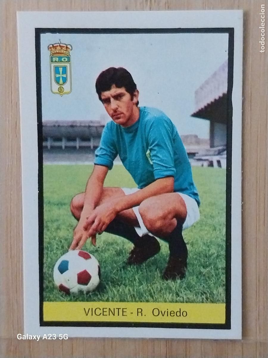 Fu&szlig;ball-Sticker: VICENTE OVIEDO ED FHER LIGA 1972 72 73 CROMO RECUPERADO VENTANILLA PUNTAS PERFECTAS BE